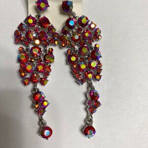 Beautiful Red Dangle Post Chandelier Earrings NWT